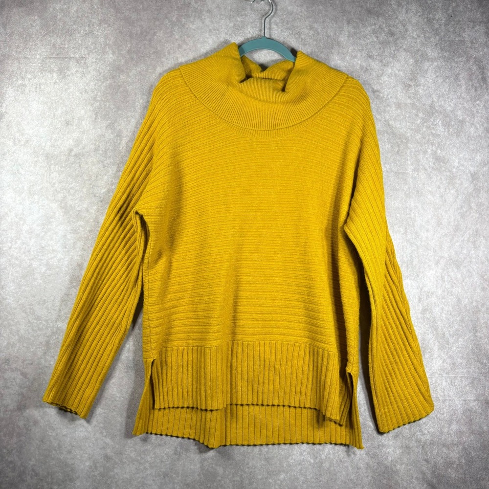 Moth Anthropologie Turtleneck Sweater Womens Size XL Yellow Knit Pullover Casual